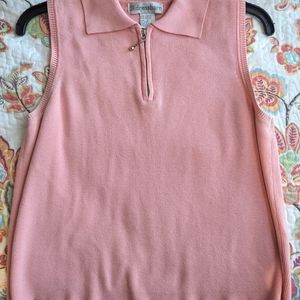 Salmon Pink half zip sleeveless vest size S